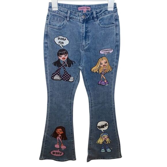 DOLLS KILL X BRATZ What’s the Scoop Flare Denim Jeans Size XS 0-2 - Picture 1 of 7